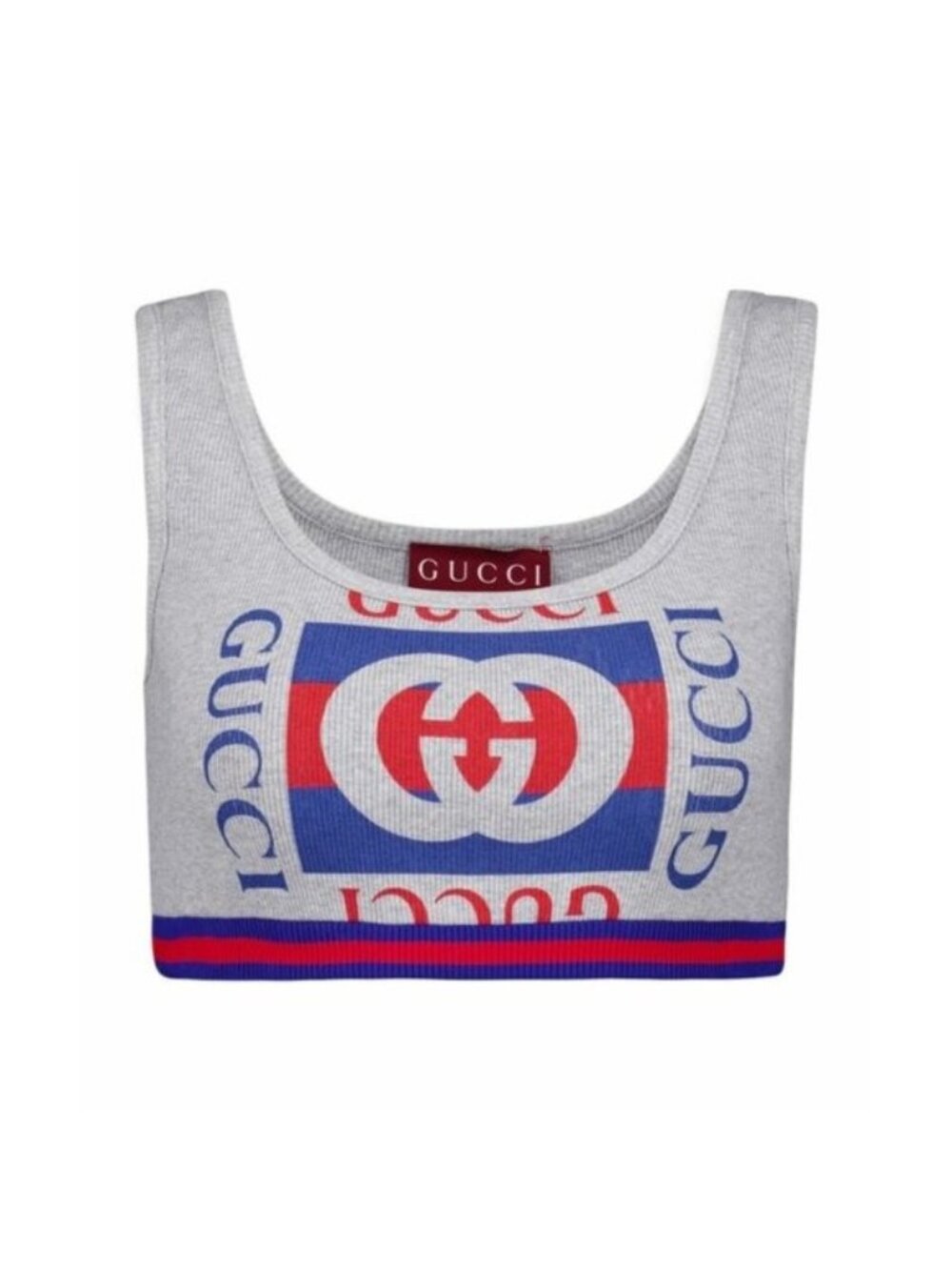 NWT Gucci Interlocking G-print Crop Top Grey Sz L 100% Authentic